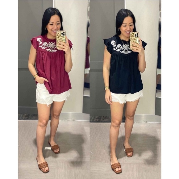 Women's Short Sleeve Embroidered Top -
Knox Rose - Picture 5 of 5